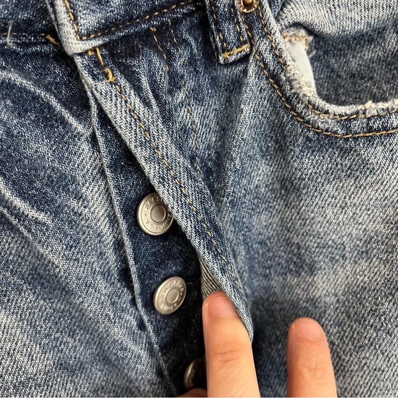 PacSun Ultra High Rise Slim Distressed Knee Holes Med Wash Jeans Womens Size 24 - Picture 4 of 12